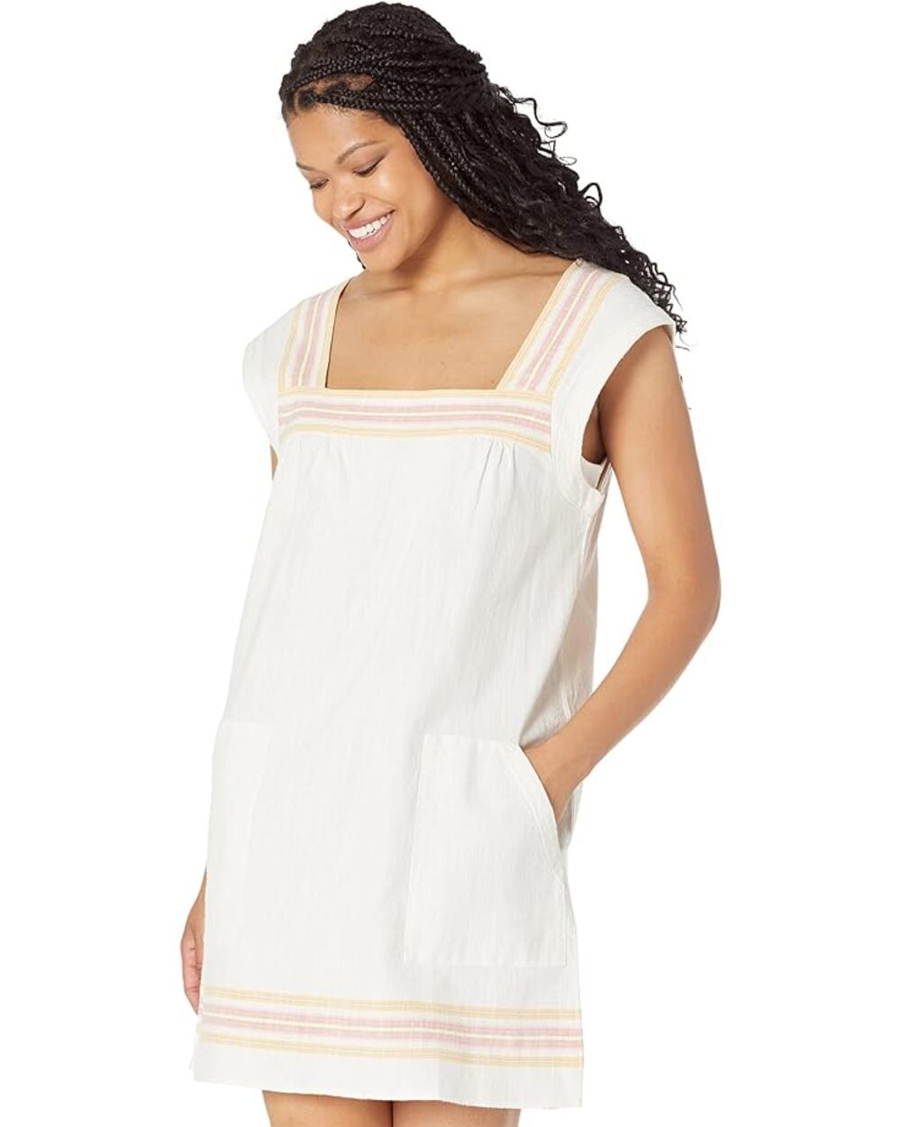 Faherty Hailee Cotton Jacquard Mini Dress Size Small Ivory Apres Soleil Stripe